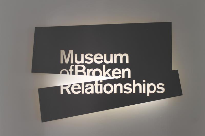 Some of the strangest parts of the Finished Relationships Museum include an ax, mannequin hands and a wooden watermelon.