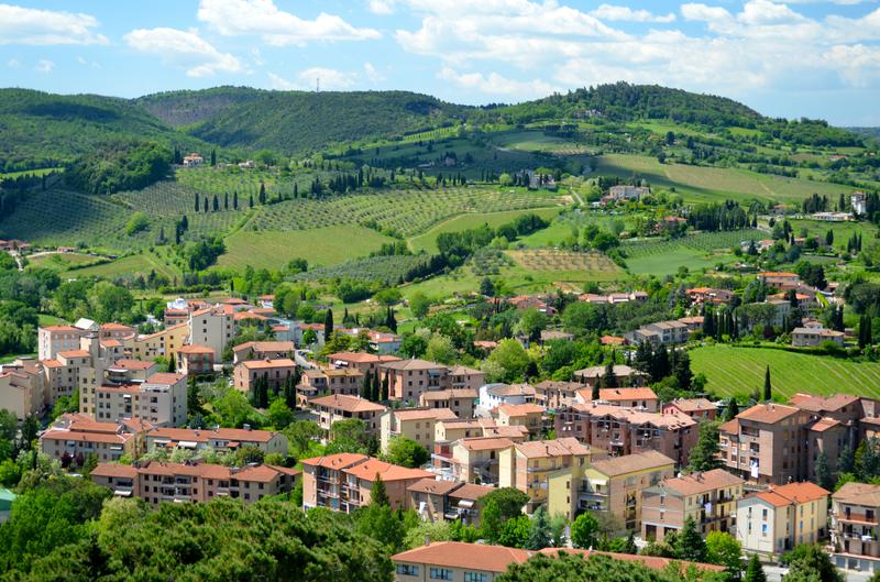 San Gimignano (Italy, Tuscany) is famous for its white wine of local produce.